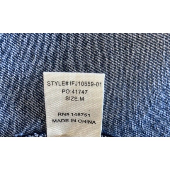 Fantastic Fawn Denim Jacket Womens Medium Silver Fringe Back Blue Jean Jacket - Picture 5 of 14